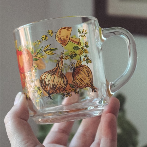 Dining | Vintage Clear Glass Mug With Mushrooms | Poshmark